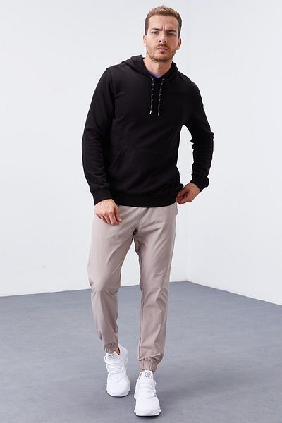 TOMMY LIFE Ανδρικό φούτερ με κουκούλα Black Kangaroo Pocket Standard - 87872