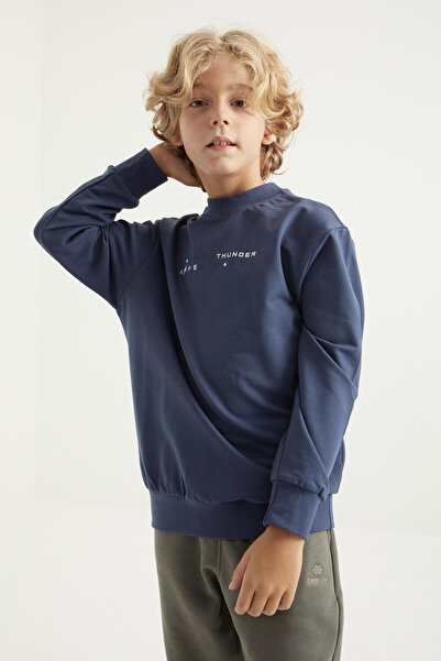 TOMMY LIFE Boy's Sweatshirt - Petrol Back Print, O-Neck, Standard Fit - 11026
