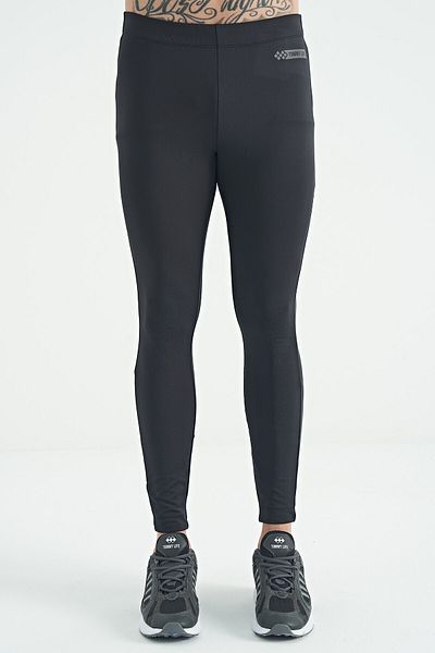 TOMMY LIFE Anthracite Back Ankle Print Λεπτομερές ανδρικό κολάν με ψηλή μέση, λεπτή εφαρμογή Active Sports - 84988