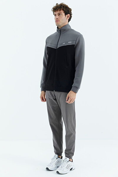 TOMMY LIFE Dark Gray Lace-up Pocket Detailed Comfortable Fit Men's Tracksuit Bottom - 84995