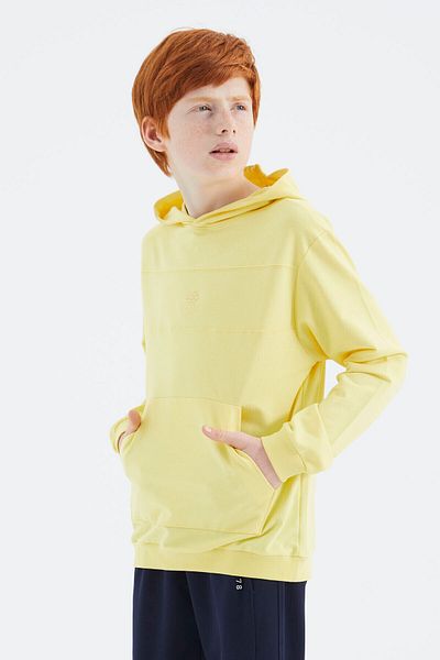 TOMMY LIFE Basic Yellow Hooded Boy's Sweatshirt - 11181