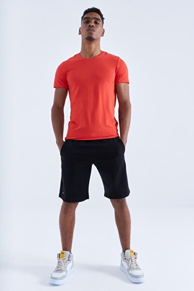 TOMMY LIFE Siyah Tek Fermuar Cep Detaylı Bağcıklı Standart Kalıp Erkek Şort - 81202