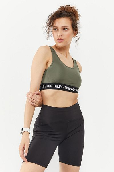 TOMMY LIFE Çağla Text Striped Standard Size U Collar Women's Sports Bustier - 97113
