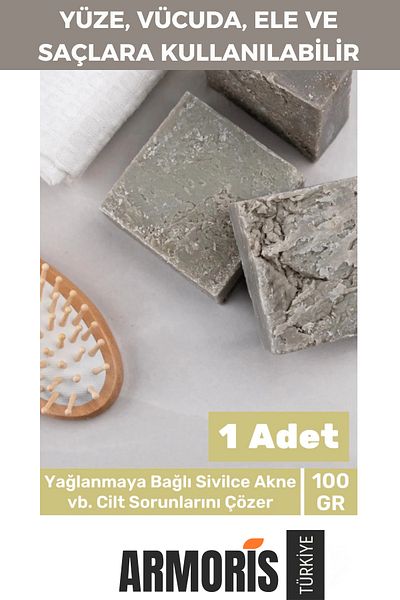 Armoris New 100% Natural Fragrant Hand Face Hair Body Skin Original Herbal Thermal Clay Soap 100g - 1Pcs