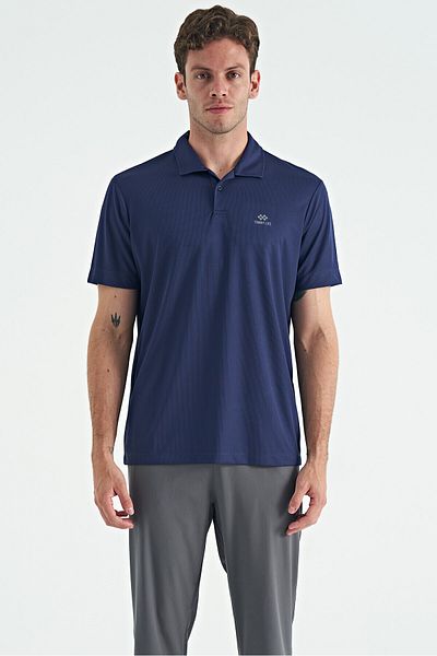 TOMMY LIFE Ανδρικό μπλουζάκι με τυπωμένο λογότυπο Indigo Standard Fit Polo Collar Active Sports - 88252