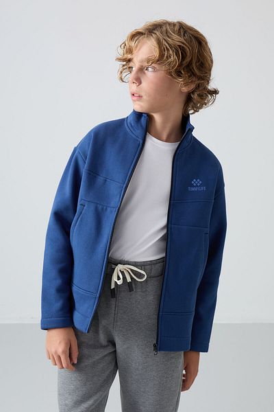 TOMMY LIFE Boy's Embroidered Sweatshirt - Thick Furry Inside, Soft Texture, Parliament Cotton - 1124