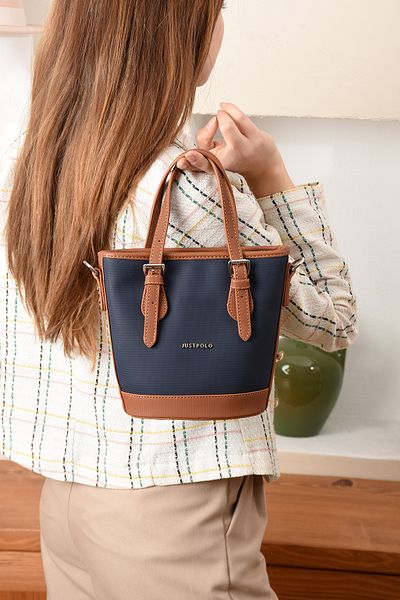 Just Polo Bucket Bag Textured Fabric Belt Detailed New Season Women's Hand Shoulder Bag