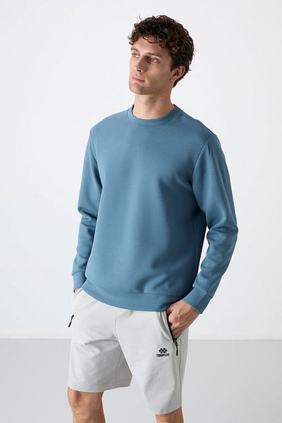TOMMY LIFE Ανδρικό φούτερ Forest Green Basic O Neck Comfortable Form - 88053