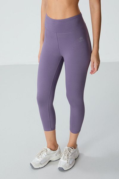 TOMMY LIFE Jambiere capri pentru femei, liliac, cu talie înaltă, slim fit - 93097