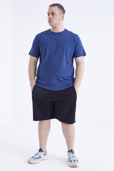 TOMMY LIFE Ανδρικό μπλουζάκι Indigo Basic με κοντό μανίκι O λαιμόκοψη μεγάλου μεγέθους - 88072