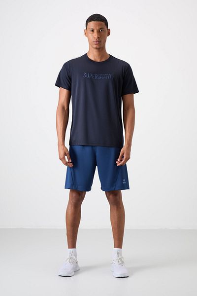 TOMMY LIFE Ανδρικό μπλουζάκι με αναπνεύσιμη υφή Navy Blue Thin Stretchy Standard Fit - 88385