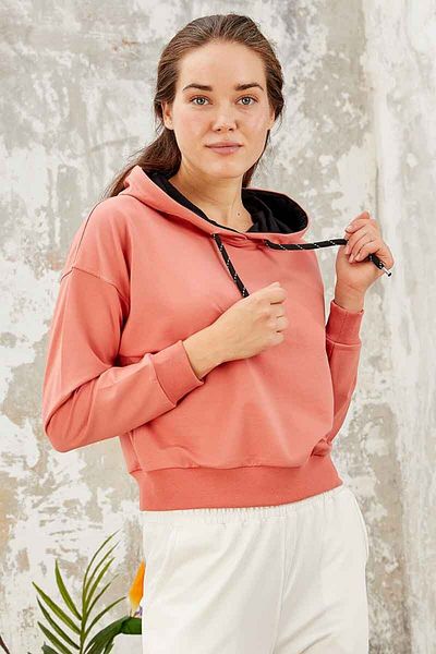 TOMMY LIFE Powder Long Sleeve Comfortable Form Hooded Women's Sweatshirt - 97115
