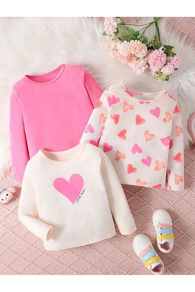 yns coolstar New Season 3 Pieces Sweat Heart Printed Cotton Fabric Set of 3 Suitable for 4 Seasons