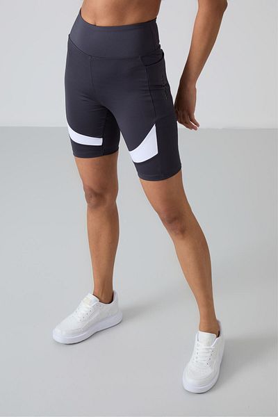 TOMMY LIFE Anthracite Stretchy Standard Fit Performance Women's Biker Leggings - 91012