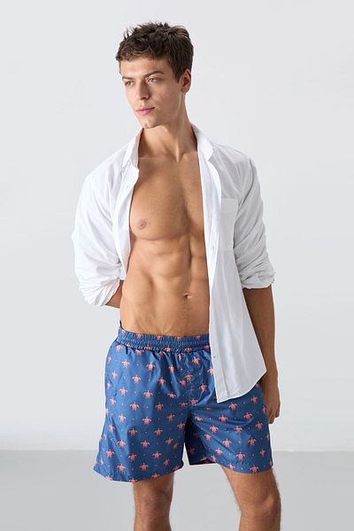 TOMMY LIFE Caretta Patterned Fast Drying Standard Fit Men's Swim Shorts - 81267