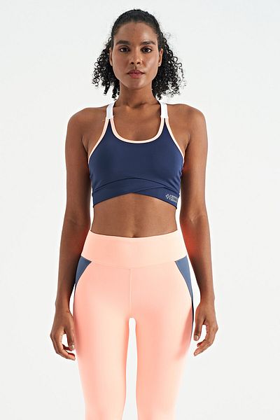 TOMMY LIFE Bustieră pentru femei Indigo - Detaliu spate, bretele, strâns - 97254
