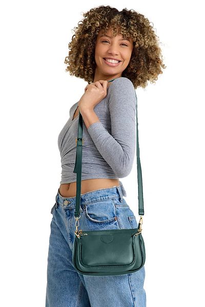 GOYÊT Glorya Women's Khaki Two-Compartment Zippered Shoulder and Cross Adjustable Strap Bag