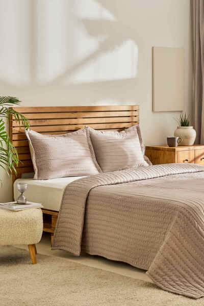 Kaşmir Home Amelia Çift Kişilik Yatak Örtüsü Takımı Bej