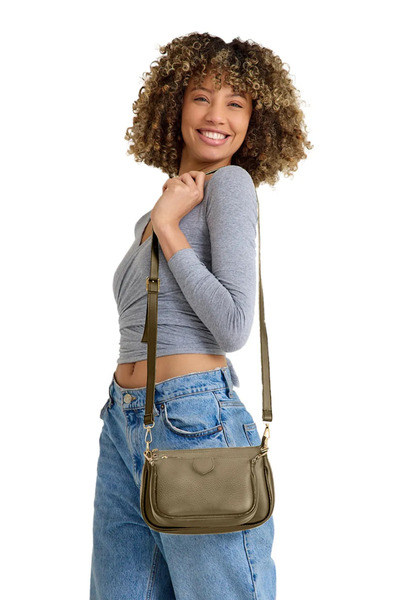 GOYÊT Glorya Women's Copper Natural Two-Compartment Zippered Shoulder and Cro...