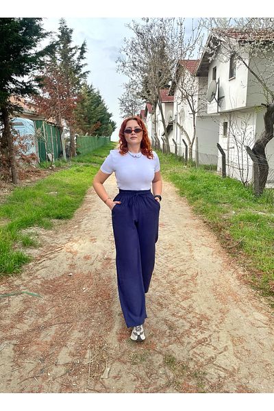 Tumtum Wear Navy Blue Palazzo Pantalon