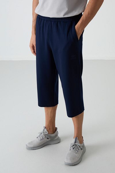 TOMMY LIFE Capri pentru bărbați, din bumbac indigo, cu textura moale, brodate, cu potrivire standard - 83102