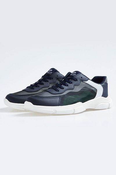 TOMMY LIFE Navy Blue Lace Up High Sole Faux Leather Detailed Men's Sports Shoes - 89117