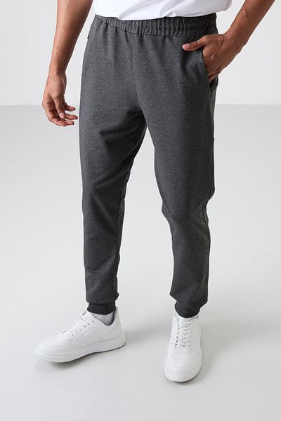 TOMMY LIFE Anthracite Melange Cotton Soft Textured Standard Fit Ανδρική φόρμα αθλητικής φόρμας - 82133