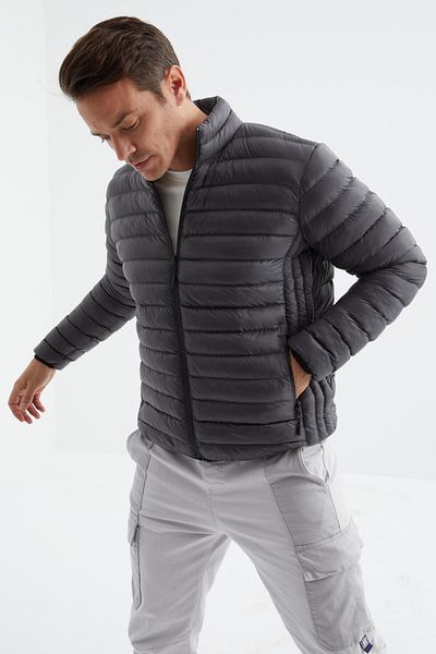 TOMMY LIFE Palton puf pentru bărbați, rezistent la frig, cu fermoar, antracit - 88166