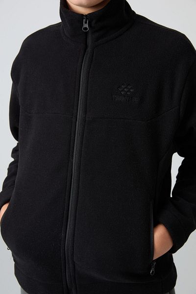 TOMMY LIFE Hanorac din lână pentru băieți - negru, brodat, cu potrivire standard, textura moale groasă - 11223