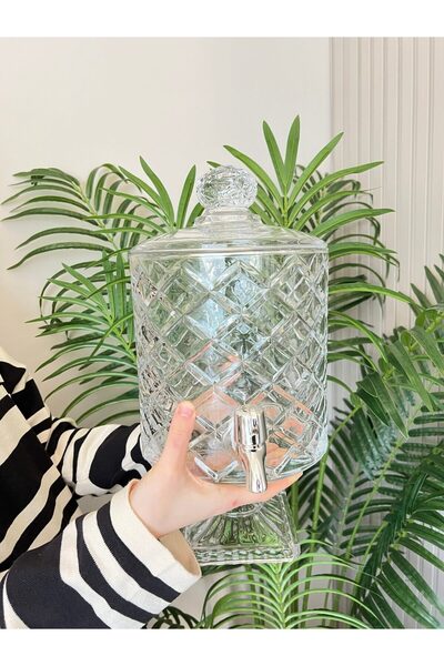 PONCİKPAZAR Cam Sunumluk Sebil 4.5 Litre