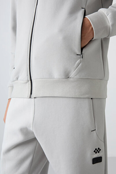 TOMMY LIFE Stone Cotton Thick Soft Textured Comfort Fit Printed Men's Tracksuit Set - 85236