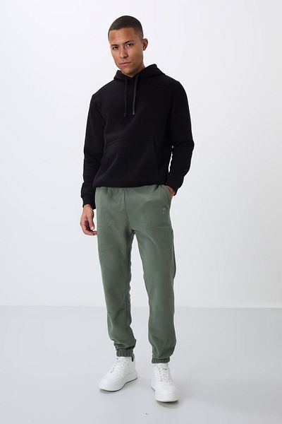 TOMMY LIFE Άνετο ανδρικό φούτερ Çağla Fleece με φερμουάρ - Ελαστικό πόδι - 84866