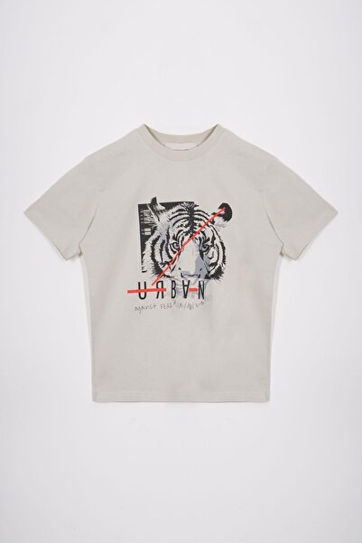 zepkids Велосипедний комір з принтом тигра, каменний колір, футболка для хлоп...