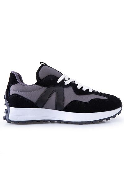 TOMMY LIFE Detailní šněrovací pánská sportovní obuv z černého korku na podpatku - 89095