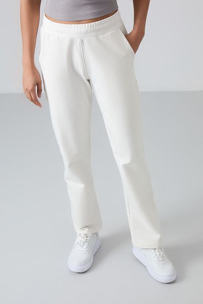 TOMMY LIFE Ecru ψηλόμεση τσέπη Άνετη φόρμα Classic Leg γυναικεία αθλητική φόρμα κάτω - 94584