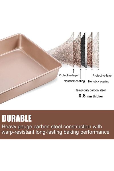 COOYA Baking Pans Sets Nonstick, Baking Sheets for Oven, Bakeware Rectangular Cake Pan Set, 3 Piece