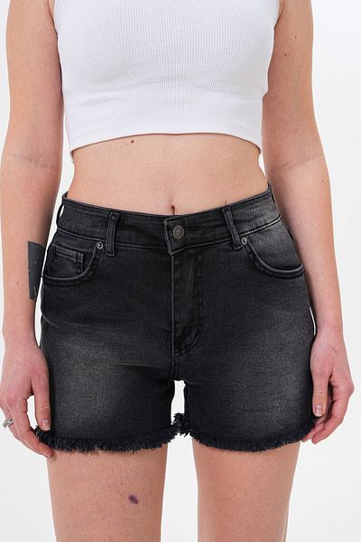 JANSO GROUP - PANTALONI SCURT DE DENIM CULOARE ANTRACIT PENTRU FEMEI BUMBAC Lycra