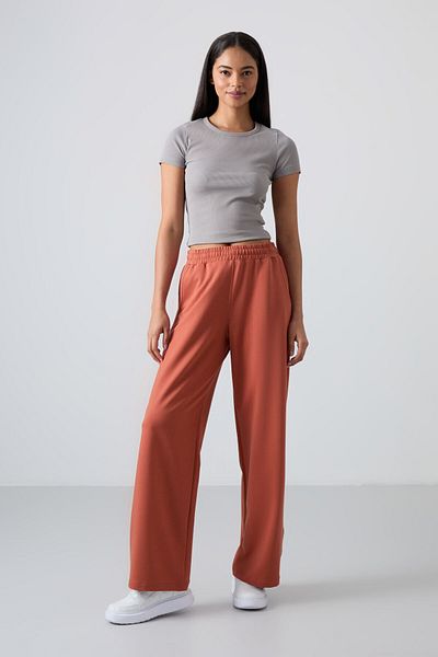 TOMMY LIFE High Waist and Pocket Wide Leg Women's Sweatpants - Tile 94567
