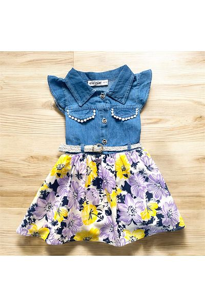 CRAX Denim Floral Dress 9-24 Months