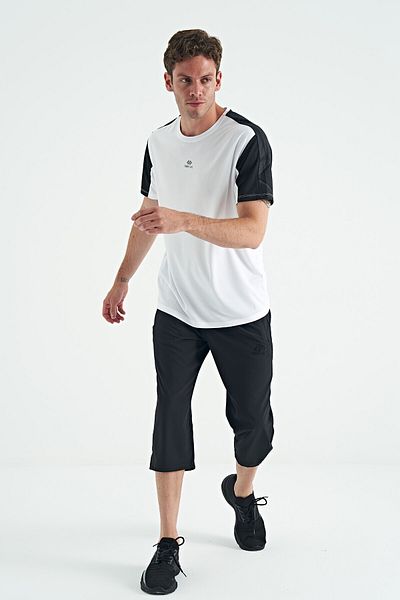 TOMMY LIFE Μαύρο κορδόνι Standard Fit Zipper Pocket Active Sports Ανδρικό Κάπρι - 83096