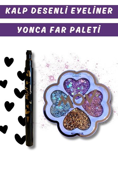 MOV Heart Patterned Eyeliner and Clover Glitter Eyeshadow Palette