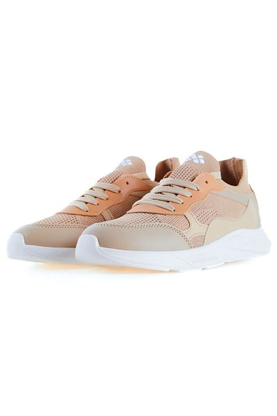 TOMMY LIFE Béžová šněrovací sportovní obuv s vysokou podrážkou a síťovinou - 89208