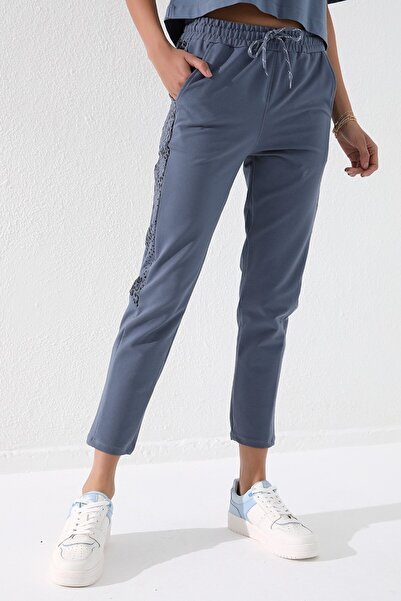 TOMMY LIFE Γυναικεία αθλητική φόρμα βενζίνης με λεοπάρ στάμπα άνετη φόρμα Skinny Leg - 94572