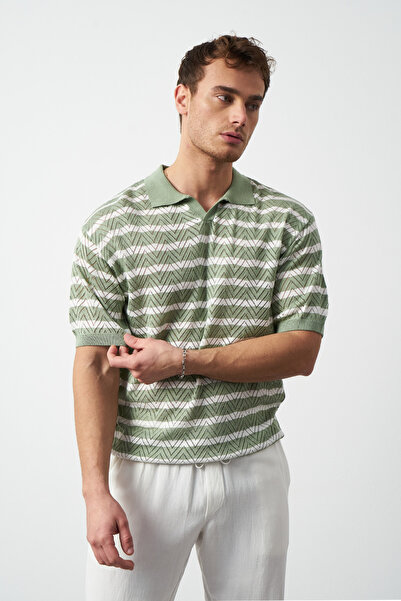 Mesfeno Ανδρικό μπλουζάκι με ριγέ κανονική εφαρμογή, λεπτό πλεκτό