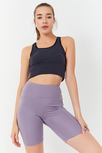 TOMMY LIFE Anthracite Basic Zero Sleeve Skinny Fit U Collar Women's Crop Top Undershirt - 97162