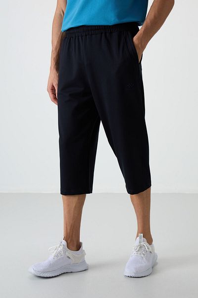 TOMMY LIFE Navy Blue Cotton Soft Textured Standard Fit Embroidered Ανδρικό Κάπρι - 83102