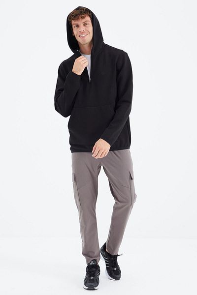 TOMMY LIFE Dark Gray Lace-Up Pocket Detailed Comfortable Fit Men's Tracksuit Bottom - 84998