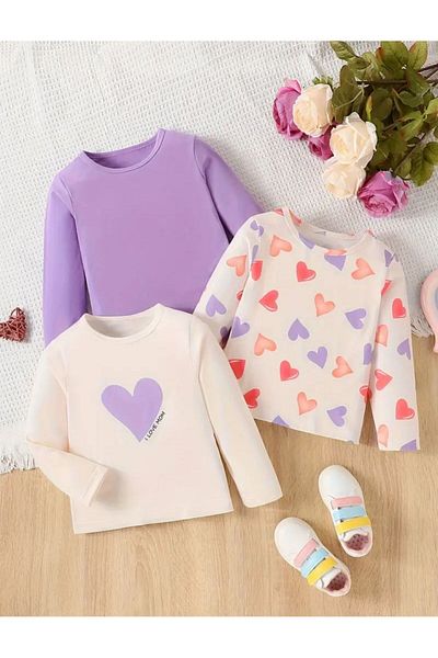 yns coolstar New Season 3 Pieces Sweat Heart Printed Cotton Fabric Set of 3 Suitable for 4 Seasons