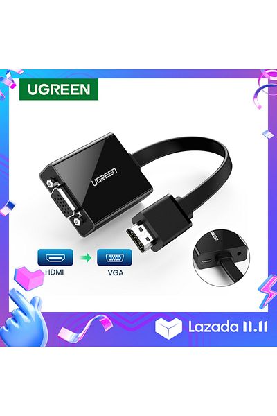 Ugreen UGREEN | HDMI To VGA+3.5mm Audio With Power Port Converter  |Black