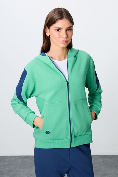 TOMMY LIFE Bijuterii pentru pantaloni de sport cu glugă supradimensionate Water Green Parlament - Bumbac neted gros